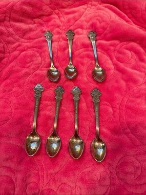 Vintage Rolex Bucherer Swiss Souvenir Spoons - Set of 7
